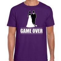 Vrijgezellen feest t-shirt voor heren - Game Over - paars - bachelor party/bruiloft - thumbnail
