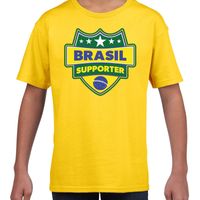 Brazilie /Brasil schild supporter t-shirt geel voor kinderen