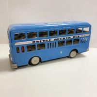 Tin Friction Blauwe Dubbel Dekker MF185 Bus 1970s