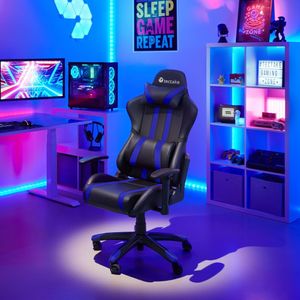tectake Gaming Chair Bureaustoel - Premium Racing Style -Zwart/Blauw - Kunstleer - Verstelbaar