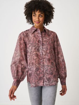 Blouse met lange pofmouwen en paisley print