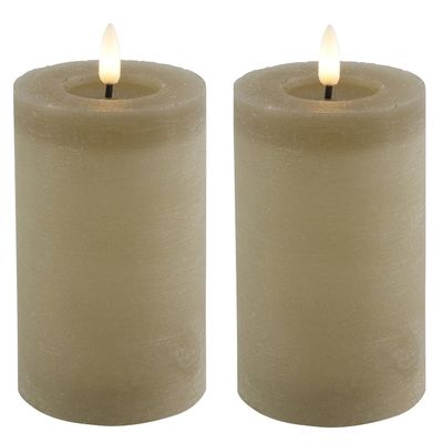 Countryfield LED kaarsen/stompkaarsen - 2x - beige - D7,5 x H12,5 cm - timer
