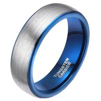 Wolfraam ring geborsteld zilver met Blauw 6mm