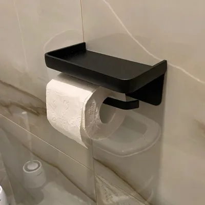 SmartHold Luxe - Aluminium Toiletrolhouder met Telefoonplankje