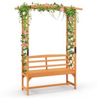 Rozenboog met Bank Houten Boog voor Klimplanten 2-Zits Tuinbank met Klimhulp Zitbank met Rankrooster Klimboog voor Tuin