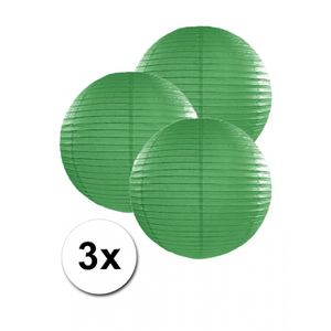 Donker groene lampionnen 25 cm 3 stuks   -