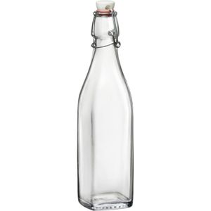 1x Limonadeflessen/waterflessen transparant 250 ml vierkant   -