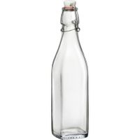 1x Limonadeflessen/waterflessen transparant 250 ml vierkant   -