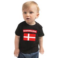 Danmark t-shirt met vlag Denemarken zwart voor babys - thumbnail