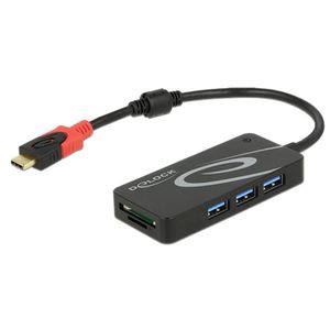 DeLOCK HUB USB 3.0 USB Type-C > 3 Port extern USB 3.2 Gen 1 (3.1 Gen 1) Type-C Zwart