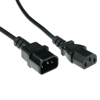 ACT AK5165 230V Stroomkabel C13/C14 Zwart - 90 cm