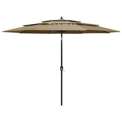 VidaXL Parasol 3-laags met aluminium paal 3 m taupe
