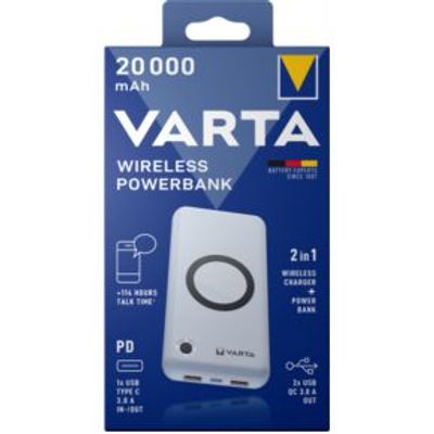 Varta 57909-101-111 Wireless powerbank 20000 mAh in wit