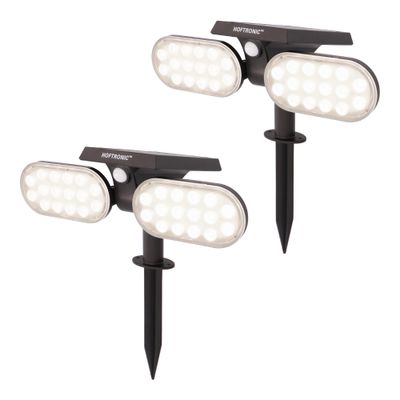 HOFTRONIC™ 2x Solar LED Tuinspot Pato PIR met bewegingssensor 6000K daglicht wit Prikspot Grondspot