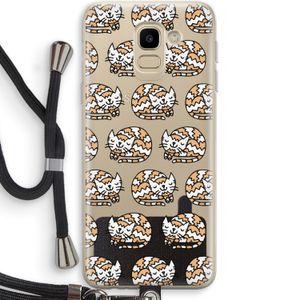Slapende poes: Samsung Galaxy J6 (2018) Transparant Hoesje met koord