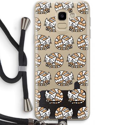 Slapende poes: Samsung Galaxy J6 (2018) Transparant Hoesje met koord