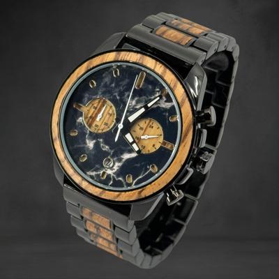 TimberWood ThunderZebra™ - Zwart Herenhorloge met Zebrano Hout & Metaal