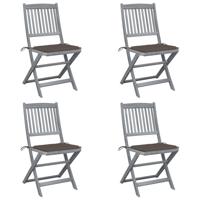 Tuinstoelen 4 st inklapbaar met kussens massief acaciahout