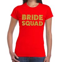 Bride Squad glitter tekst t-shirt rood dames - thumbnail