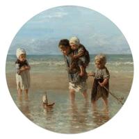 Reinders - Jozef Israels Kinderen der zee - Glasschilderij Ø 50cm