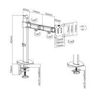 ACT Monitorarm office, 1 scherm, zilver - thumbnail