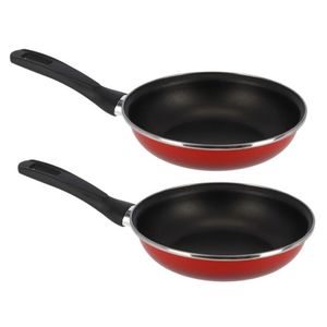 Set van 2x stuks aluminium koekenpan/hapjespan Merida rood met anti-aanbak laag 26 cm