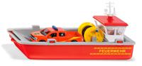 Siku Brandweer-werkboot 1:50 kunststof rood/geel incl. Ford F150 pick-up (metaal/kunststof) en stickervel - thumbnail