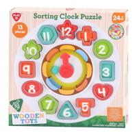 Play houten sorteer vormen - en leerklok , 13dlg.