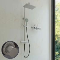 Regendouche set SaniClear Vision Curved | Opbouw | 20x30 cm | Mengkraan | Incl.Handdoucheset | RVS