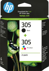 HP inktcartridge 305, 100-120 pagina&apos;s, OEM 6ZD17AE, 1 x zwart en 1 x 3 kleuren