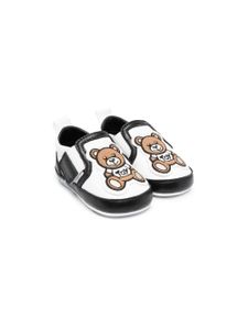 Moschino Kids baskets en cuir Teddy Bear à attache scratch - Blanc