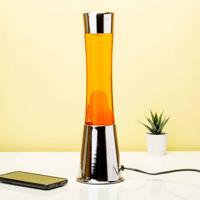 Lavalamp zilver met oranje vloeistof en oranje lava
