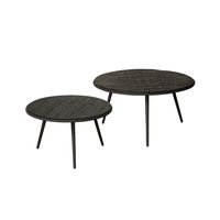 RENEW Bijzettafel 'Rolo' Teakhout, Set van 2 stuks, kleur Zwart