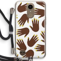 Hands dark: LG K10 (2017) Transparant Hoesje met koord