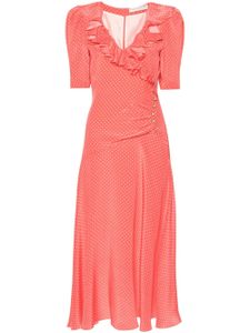 Alessandra Rich robe longue en soie à pois - Orange