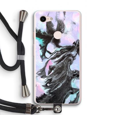Pastel zwart: Pixel 3 XL Transparant Hoesje met koord
