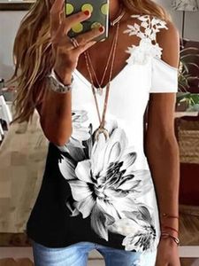 Vacation V Neck Floral Short Sleeve T-Shirt