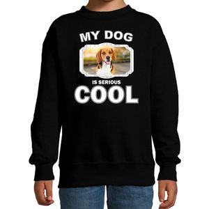 Beagle honden trui / sweater my dog is serious cool zwart voor kinderen