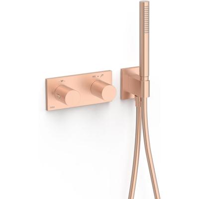 Douchekraan Tres B-System | Inbouw | Thermostaatkraan | Excl.Inbouwdeel | 2-weg | Rechthoek | 24k Rose goud mat