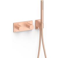 Douchekraan Tres B-System | Inbouw | Thermostaatkraan | Excl.Inbouwdeel | 2-weg | Rechthoek | 24k Rose goud mat