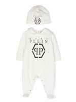 Philipp Plein Junior barboteuse en coton à logo imprimé - Blanc - thumbnail