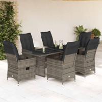 7-delige Tuinset met kussens poly rattan grijs