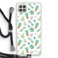 Ananas bladeren: Samsung Galaxy A22 4G Transparant Hoesje met koord Ananas bladeren: Samsung Galaxy A22 4G Transparant Hoesje met koord