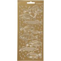 Creativ Company Stickers, vissen, vel 10x23 cm, goud, 1 vel