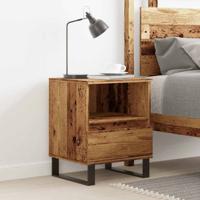 Nachtkastje 40x35x50 cm bewerkt hout oud houtkleurig