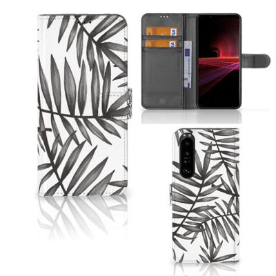 Sony Xperia 1 III Hoesje Leaves Grey Sony Xperia 1 III Hoesje Leaves Grey