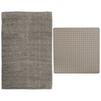 MSV Douche anti-slip mat en droogloop mat - Napoli badkamer set - rubber/polyester - beige - thumbnail