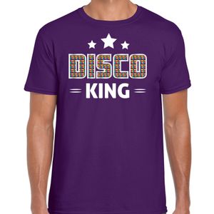 Disco verkleed t-shirt heren - jaren 80 feest outfit - disco king - paars