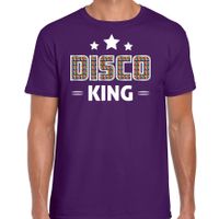 Disco verkleed t-shirt heren - jaren 80 feest outfit - disco king - paars