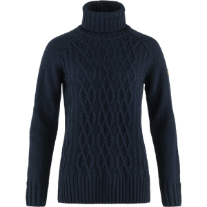 Fjallraven Övik Cable Knit Roller Neck Dames Trui Dark Navy S